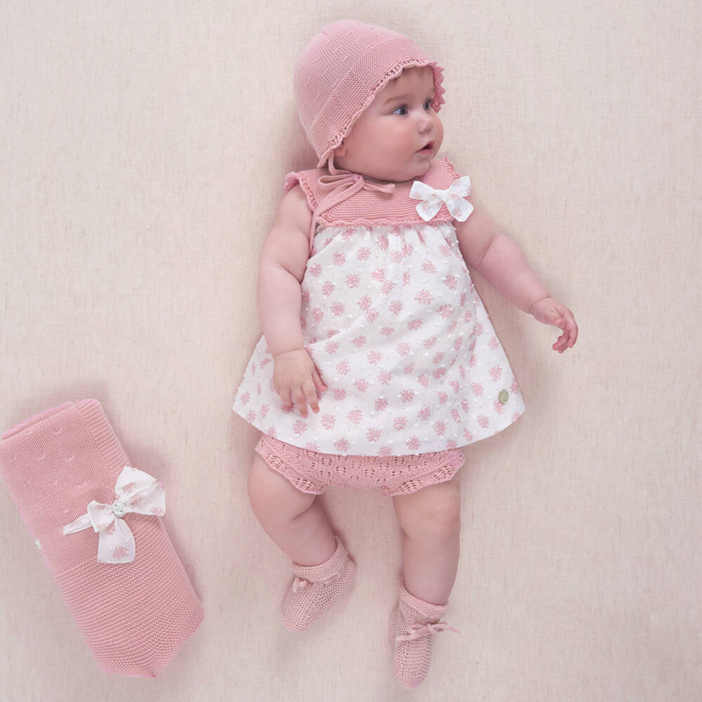 PAZ Rodríguez-Baby Girls White & Pink Floral Plumeti Dress | Childrensalon