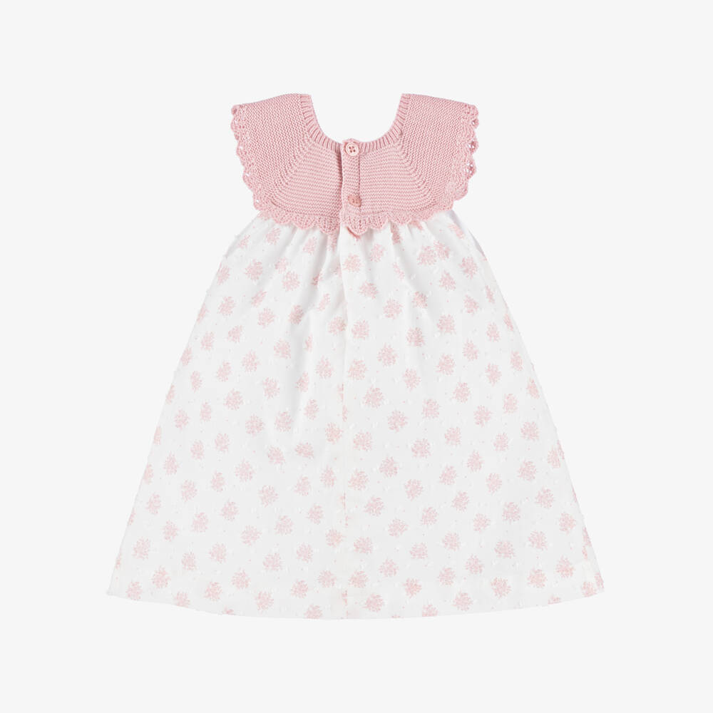PAZ Rodríguez-Baby Girls White & Pink Floral Plumeti Dress | Childrensalon