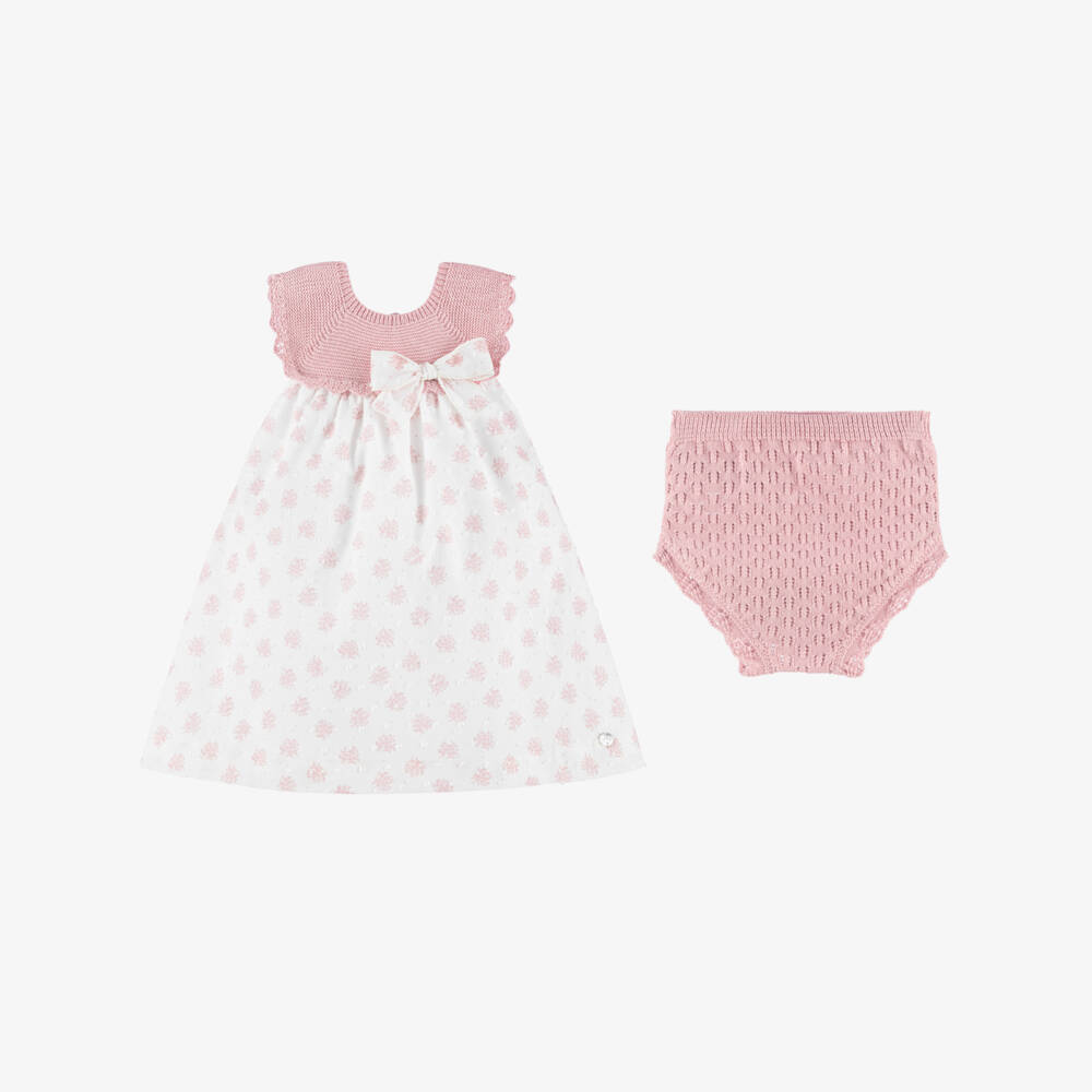 PAZ Rodríguez-Baby Girls White & Pink Floral Plumeti Dress | Childrensalon