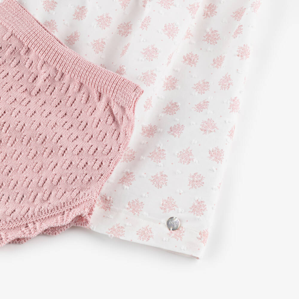 PAZ Rodríguez-Baby Girls White & Pink Floral Plumeti Dress | Childrensalon