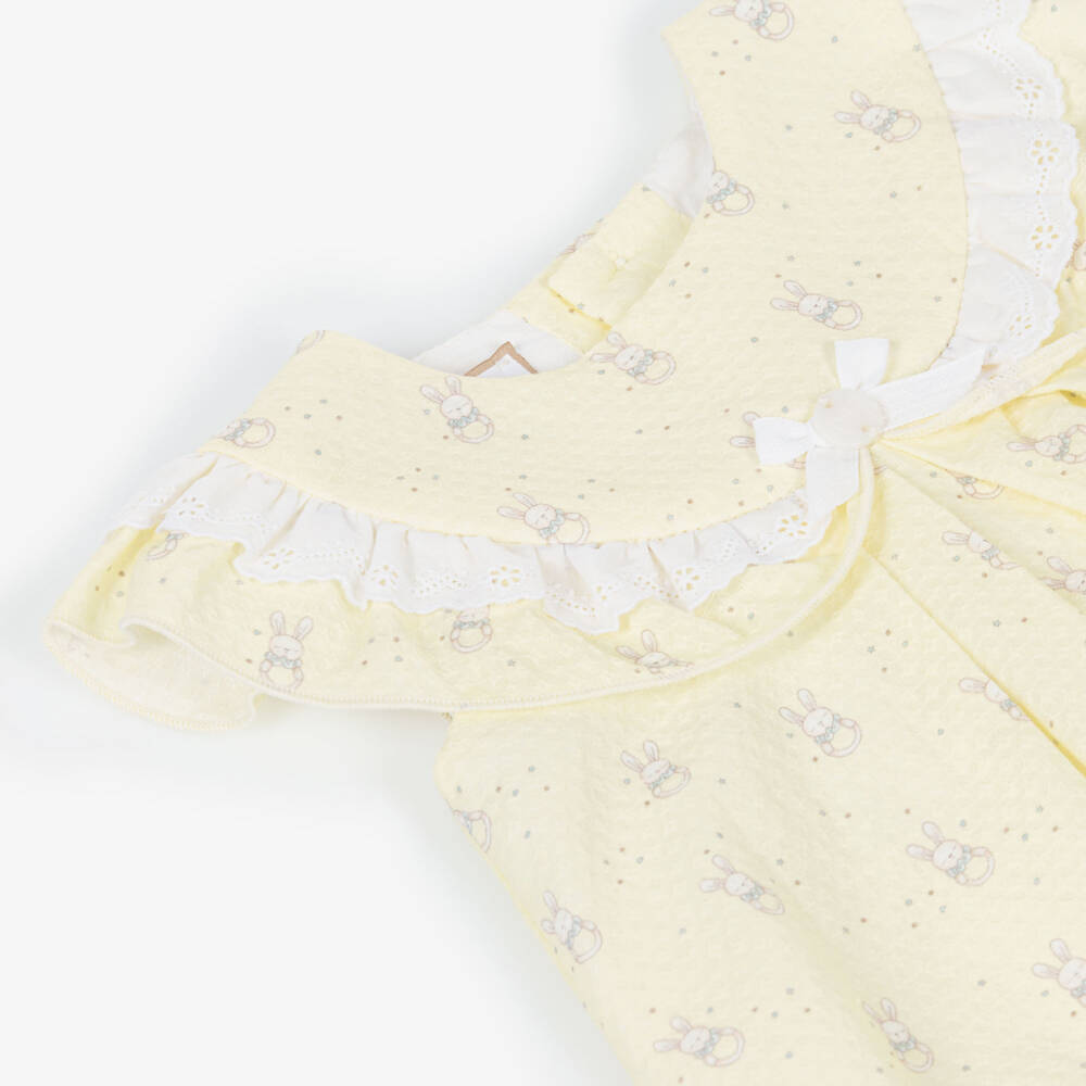 PAZ Rodríguez-Baby Girls Yellow Bunnies Cotton Dress | Childrensalon