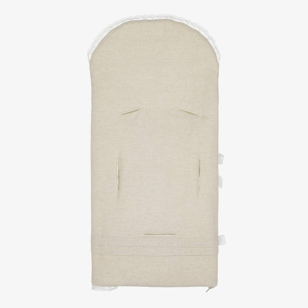 PAZ Rodríguez-Beige Baby Nest with Lace Detail (72cm) | Childrensalon