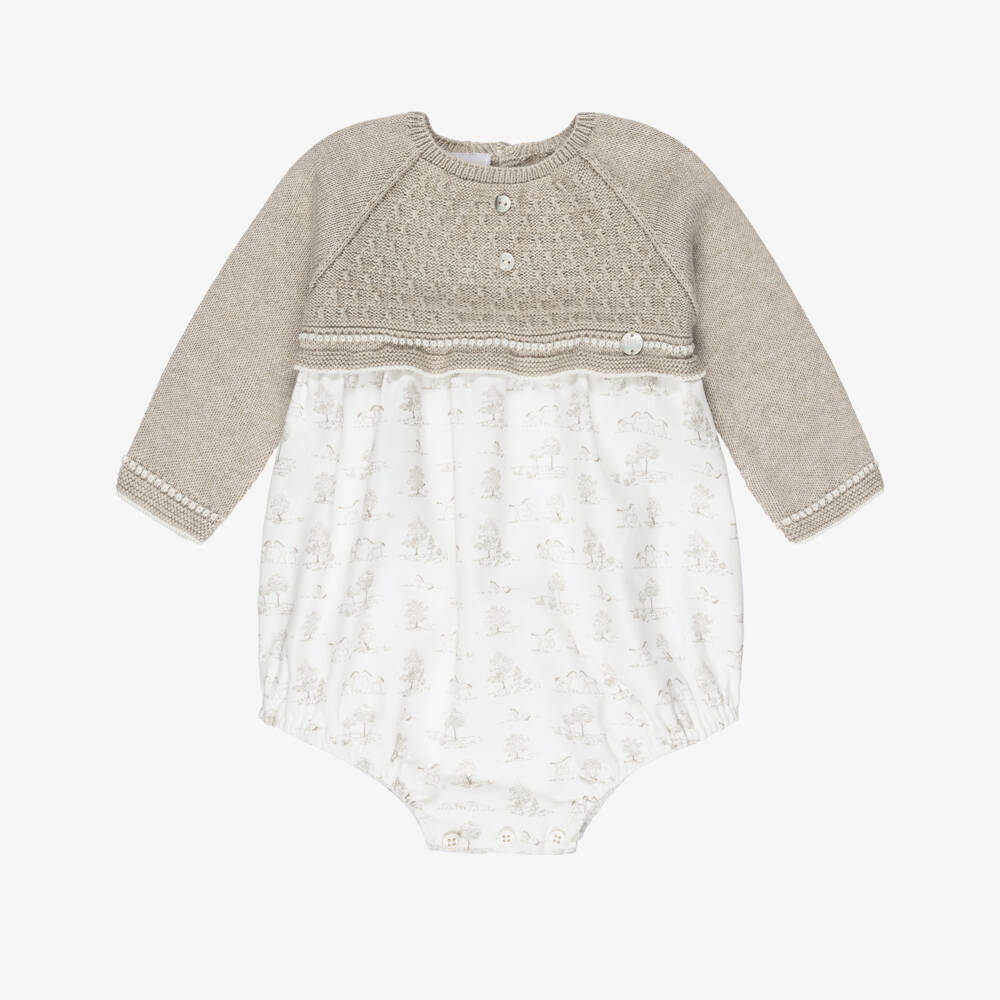 PAZ Rodríguez-طقم بودي سوت وكولون قطن لون بيج للأطفال الرضع | Childrensalon