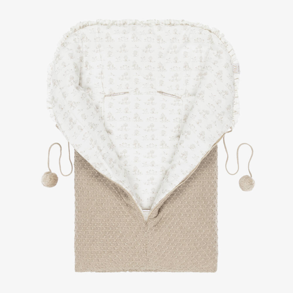 PAZ Rodríguez-Beige Knitted Nest with Patterned Lining (68cm) | Childrensalon