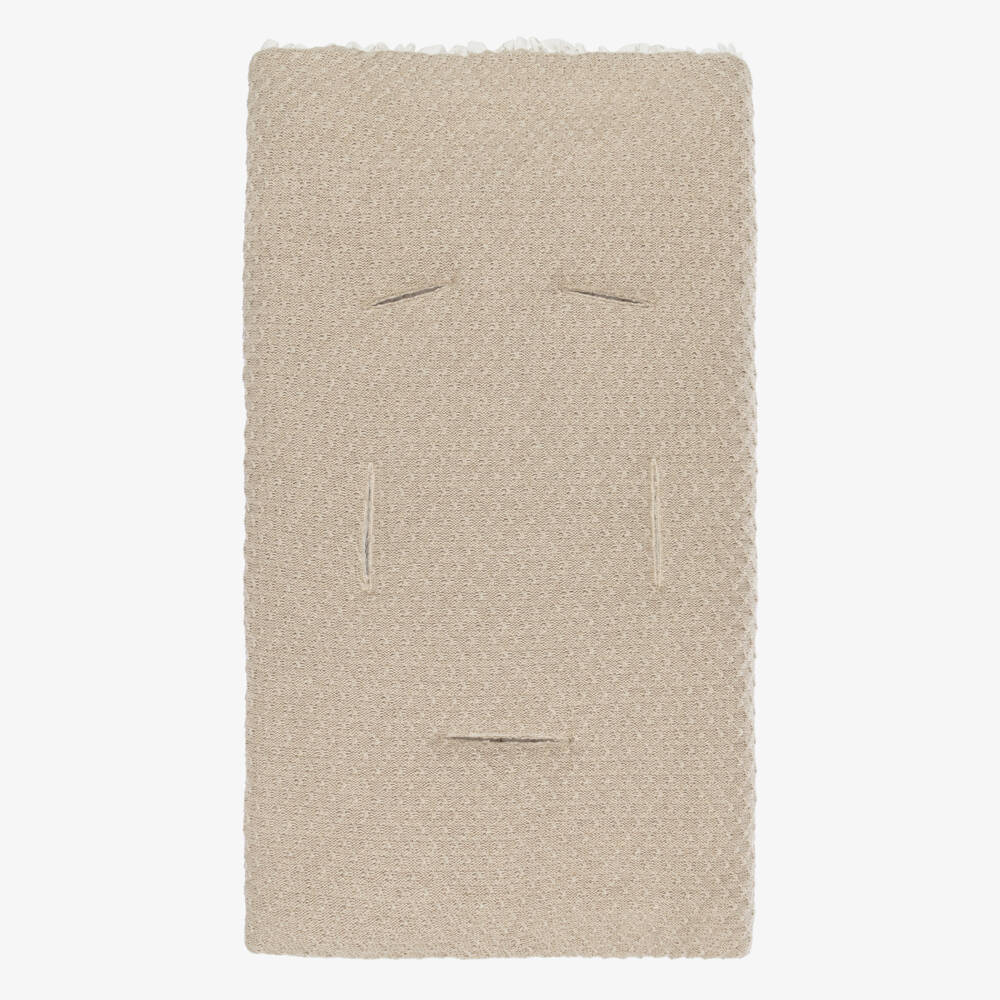 PAZ Rodríguez-Beige Knitted Nest with Patterned Lining (68cm) | Childrensalon