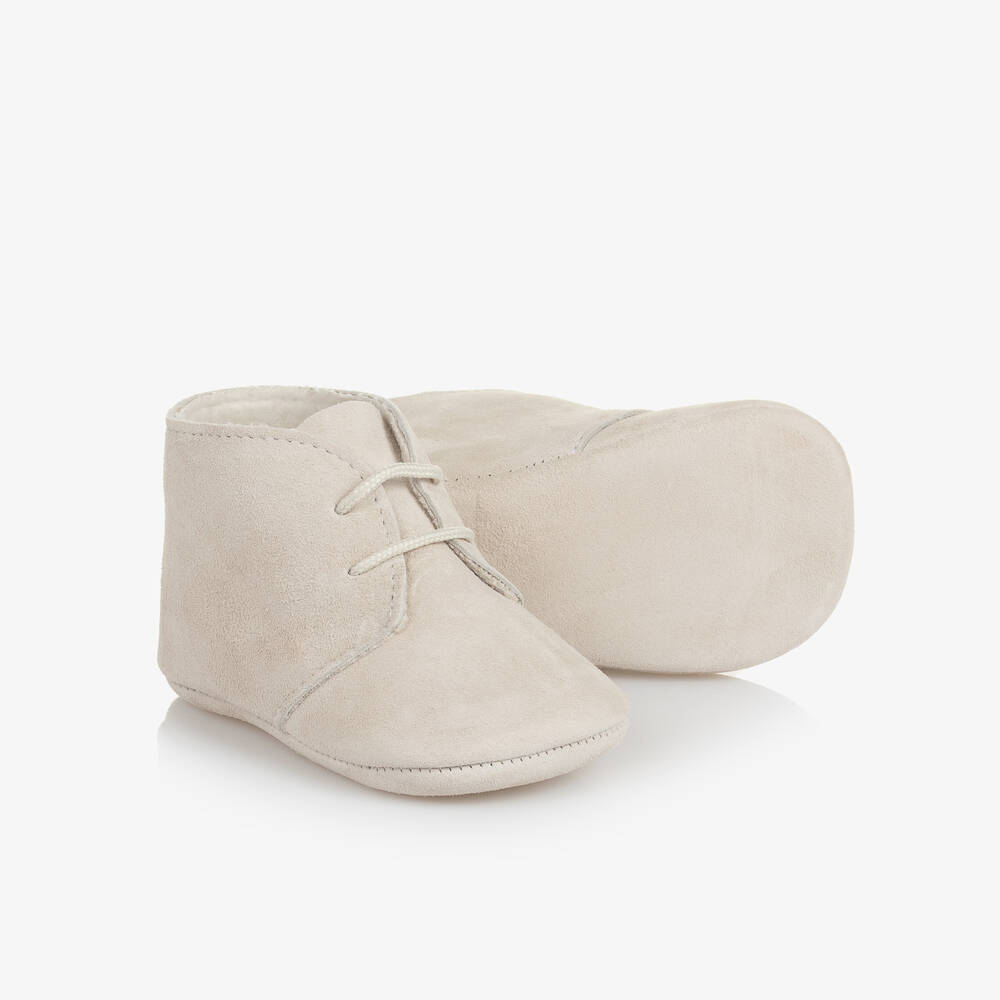 PAZ Rodríguez-Beige Suede Lace-Up Pre-Walkers | Childrensalon