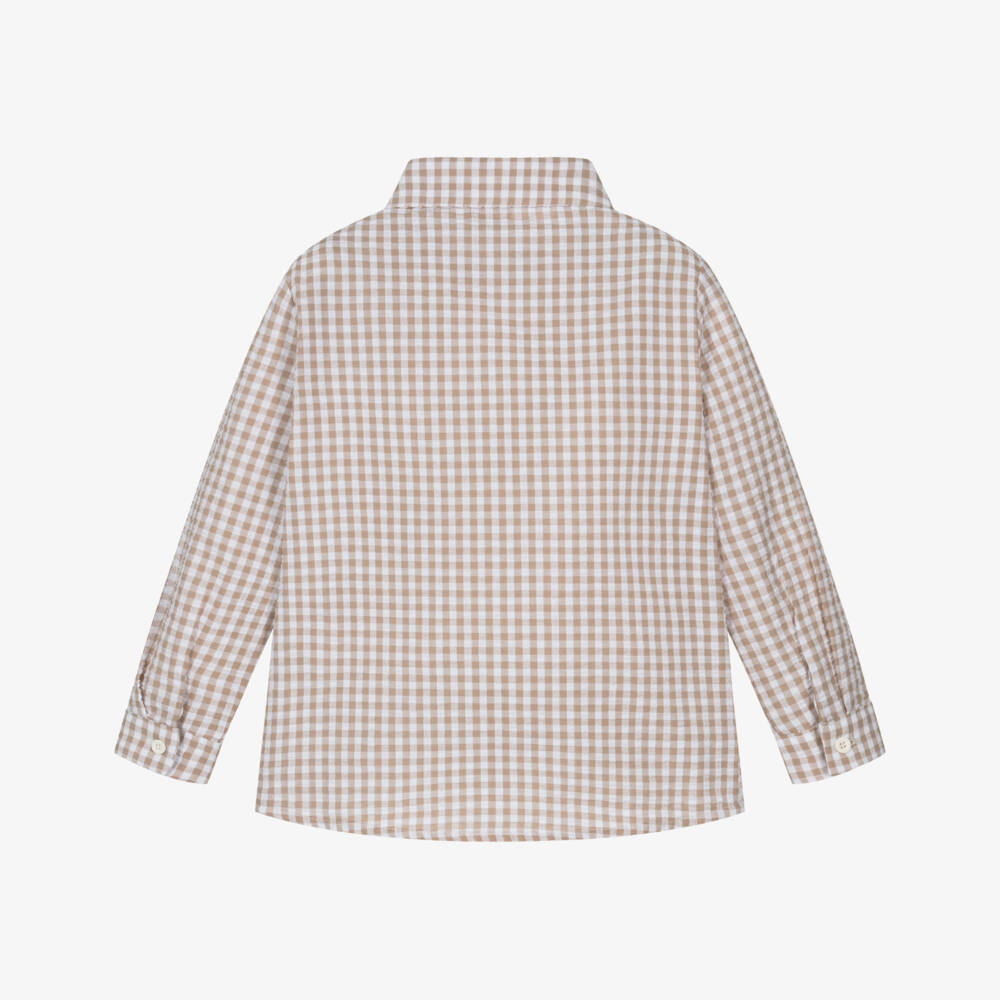 PAZ Rodríguez-Рубашка в клетку кремовая для мальчиков | Childrensalon