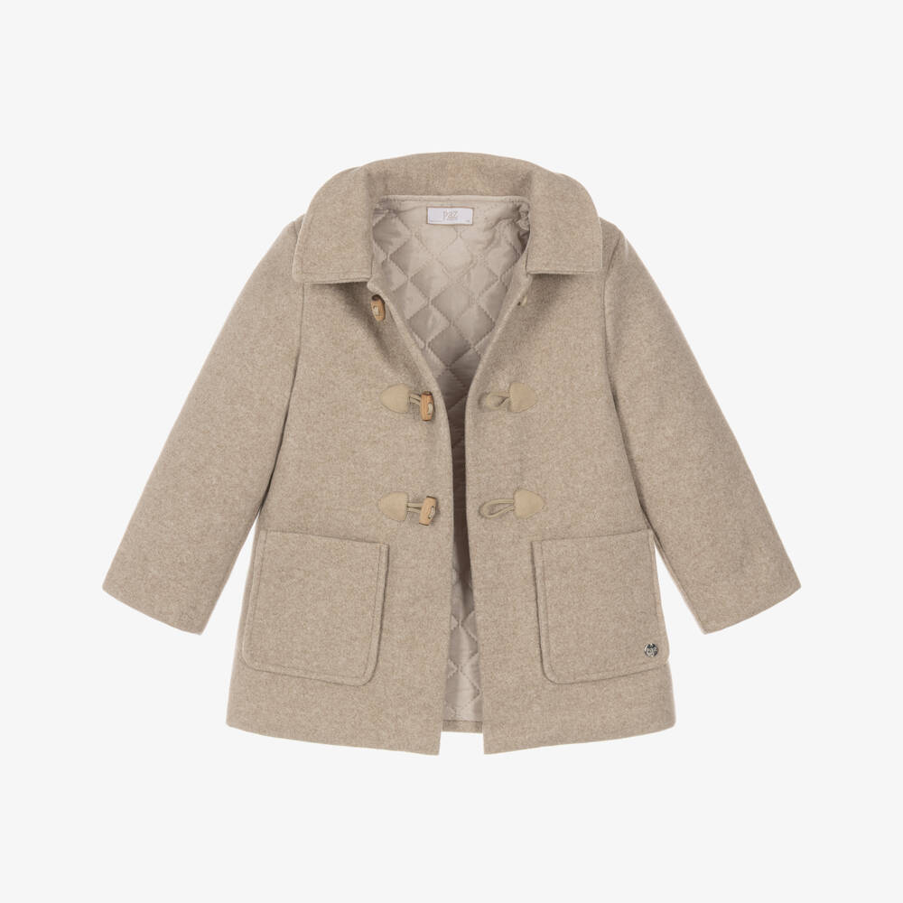 PAZ Rodríguez-Boys Beige Hooded Duffle Coat | Childrensalon