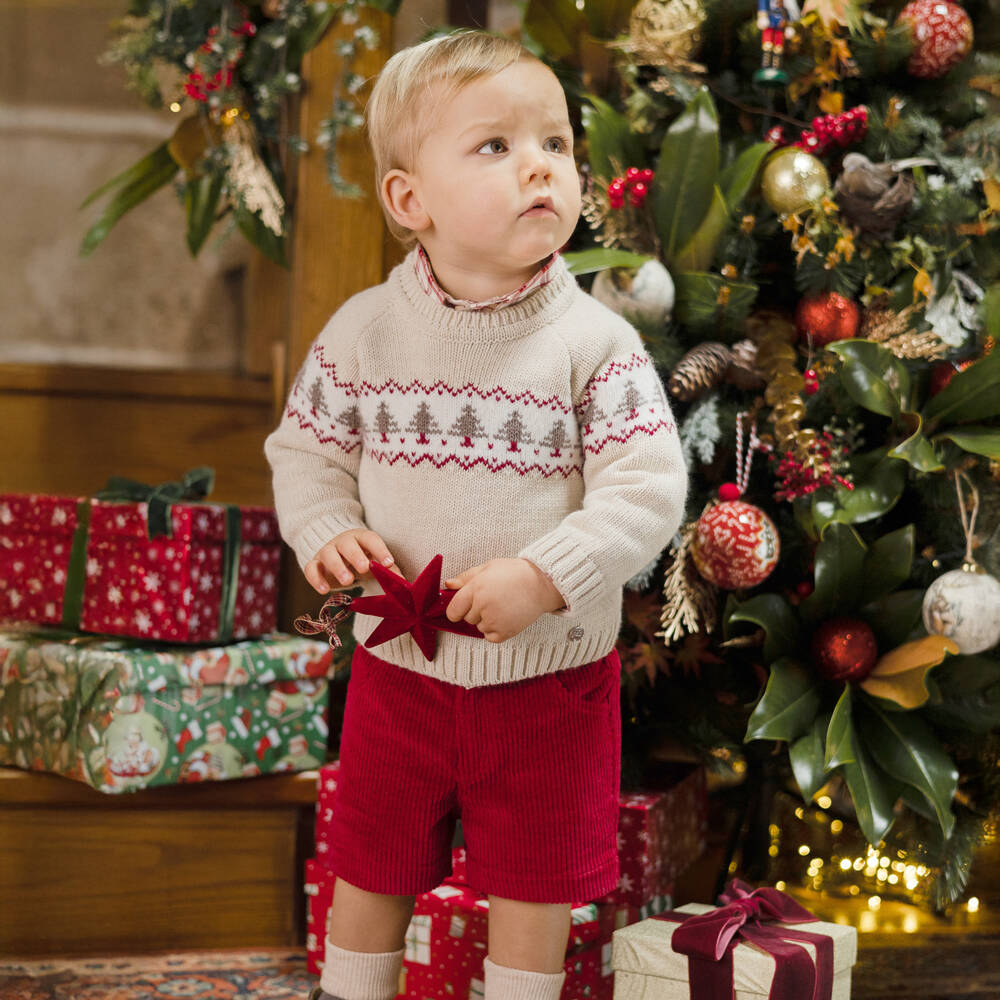 PAZ Rodríguez-بلوفر بتصميم شجر محبوك لون بيج للأولاد الرضع | Childrensalon