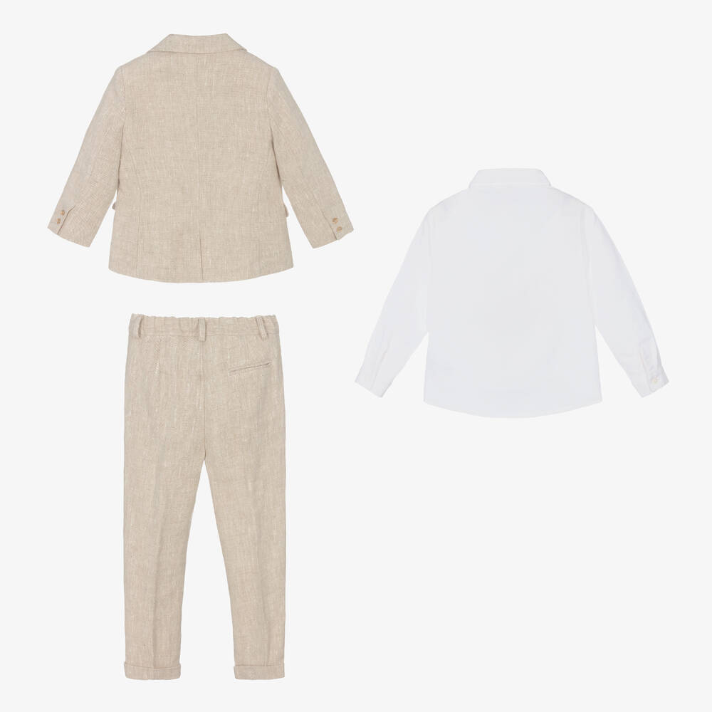 PAZ Rodríguez-Boys Beige Linen Suit | Childrensalon