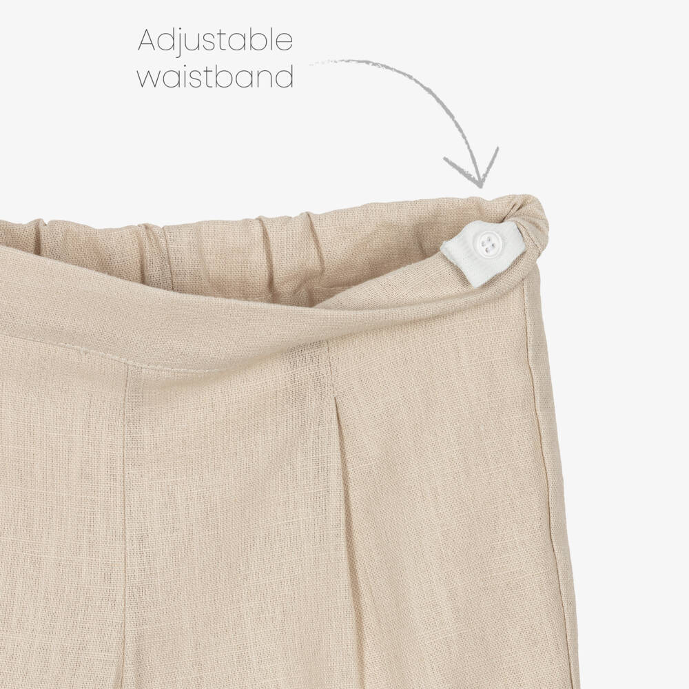 PAZ Rodríguez-Boys Beige Linen Waistcoat & Shorts Set | Childrensalon