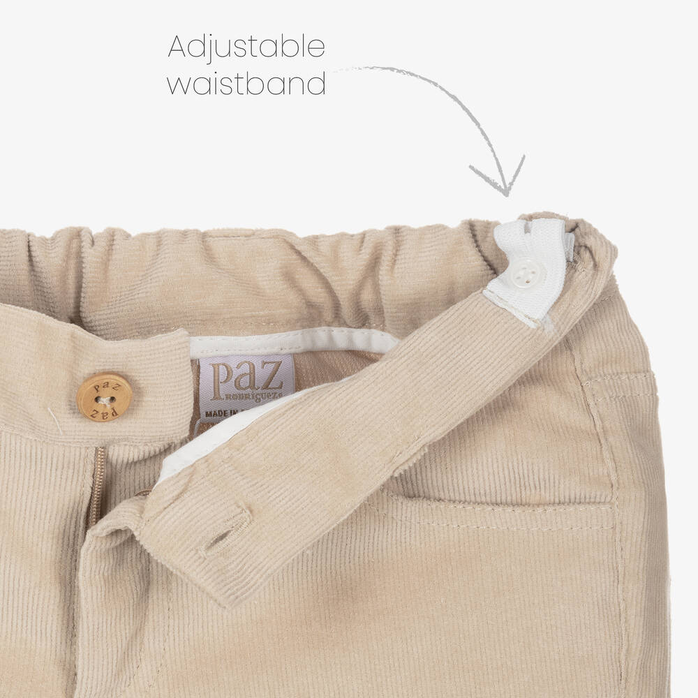 PAZ Rodríguez-Boys Beige Needlecord Trousers | Childrensalon