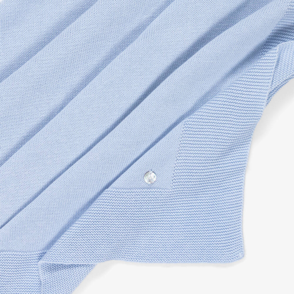 PAZ Rodríguez-Boys Blue Knitted Cotton Babysuit & Blanket Set | Childrensalon