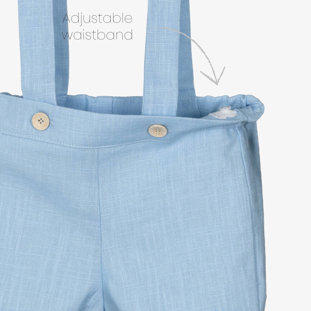 PAZ Rodríguez-Boys Blue & White Linen Shorts Set | Childrensalon