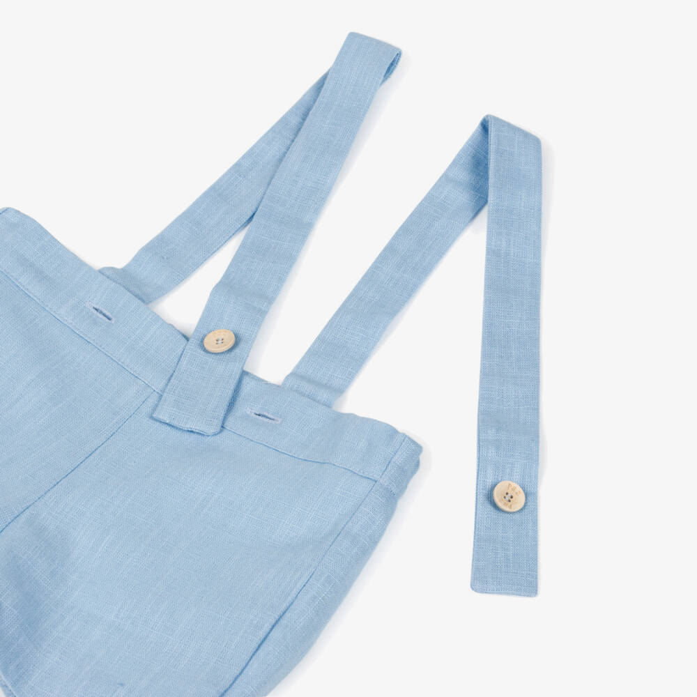 PAZ Rodríguez-Boys Blue & White Linen Shorts Set | Childrensalon