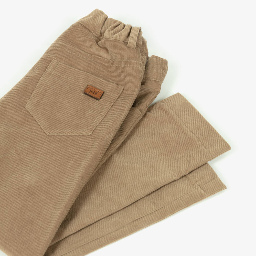 PAZ Rodríguez-Boys Dark Beige Needlecord Trousers | Childrensalon