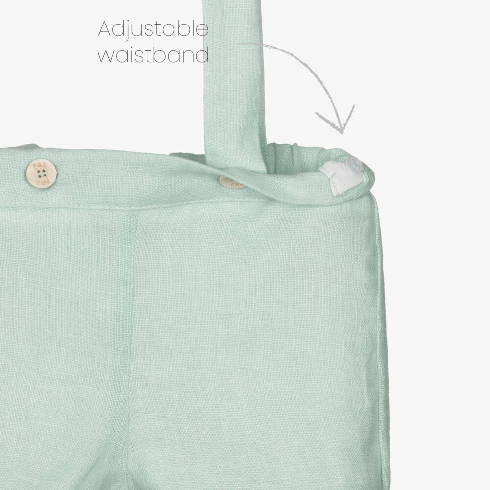 PAZ Rodríguez-Boys Green & White Linen Shorts Set | Childrensalon