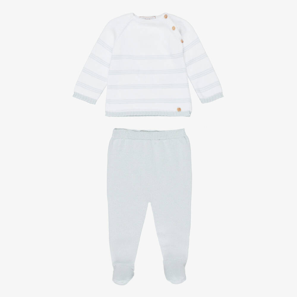 PAZ Rodríguez-طقم بيبي سوت محبوك لون أخضر وعاجي للأولاد الرضع | Childrensalon