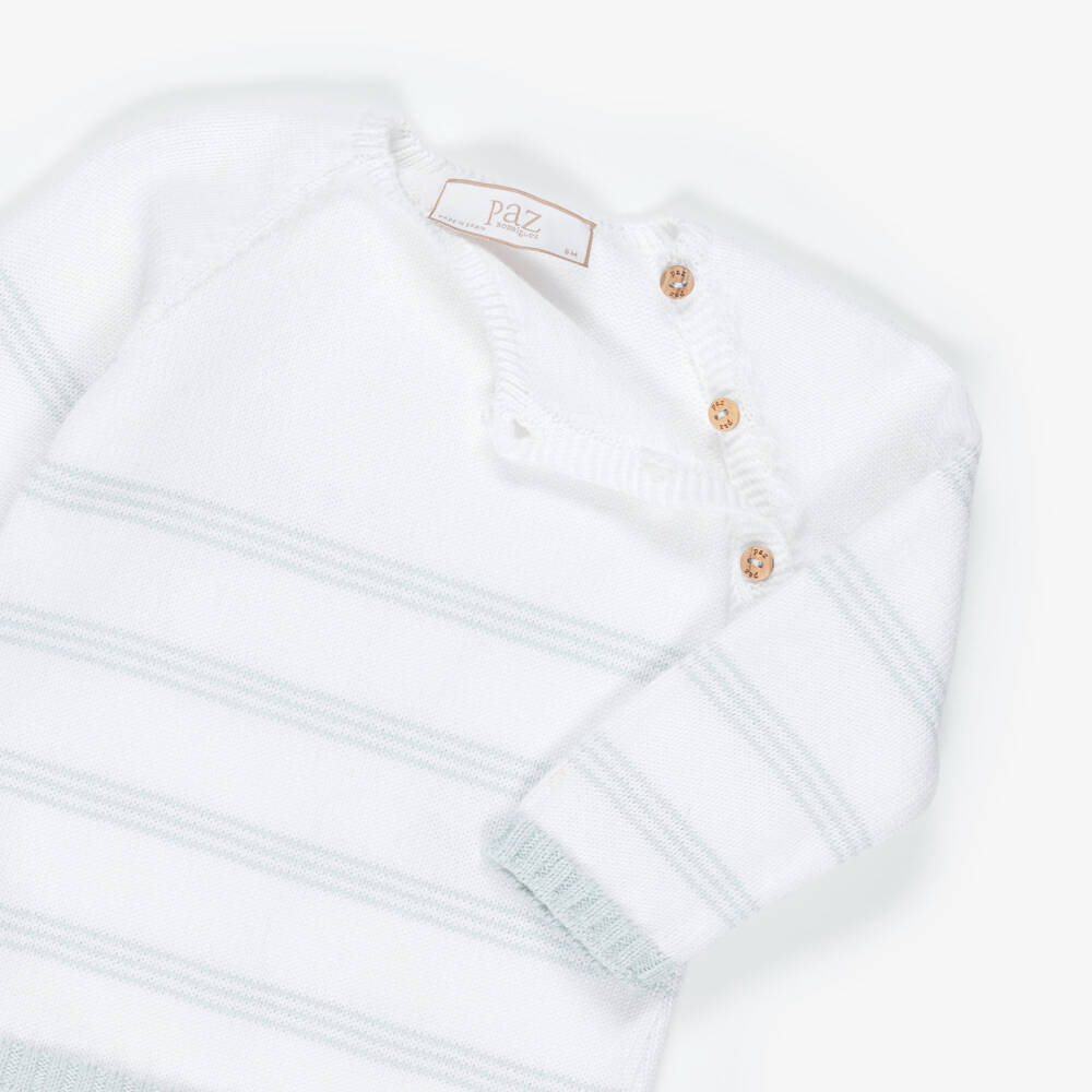 PAZ Rodríguez-طقم بيبي سوت محبوك لون أخضر وعاجي للأولاد الرضع | Childrensalon