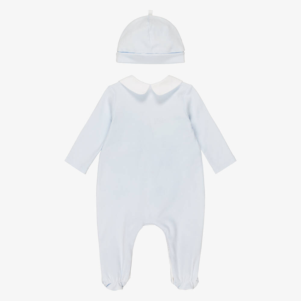 PAZ Rodríguez-Boys Pale Blue Cotton Jersey Babygrow & Hat Set with Blanket | Childrensalon