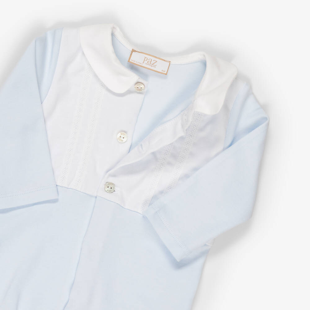 PAZ Rodríguez-Boys Pale Blue Cotton Jersey Babygrow & Hat Set with Blanket | Childrensalon