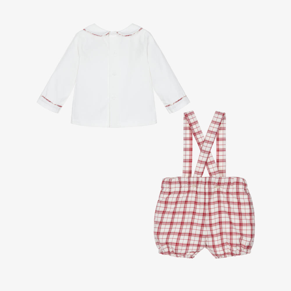 PAZ Rodríguez-Boys Red & White Check Cotton Shirt & Shorts Set | Childrensalon
