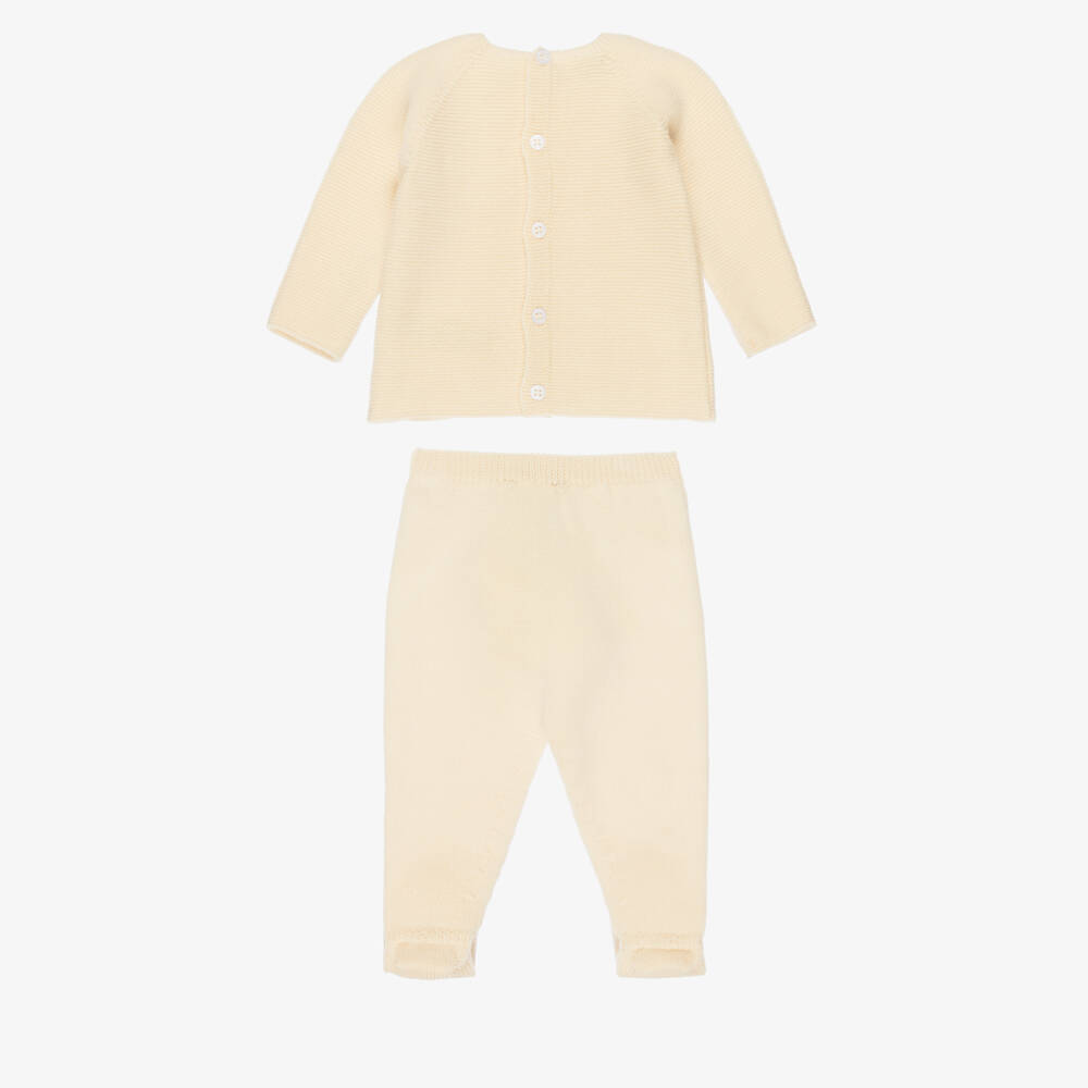 PAZ Rodríguez-Boys Yellow Wool Knit 2 Piece Babygrow | Childrensalon