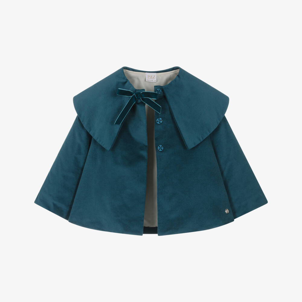 PAZ Rodríguez-Girls Blue Collared Velvet Jacket | Childrensalon