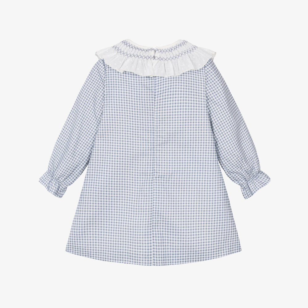 PAZ Rodríguez-Girls Blue Gingham Dress with Ruffle Collar | Childrensalon