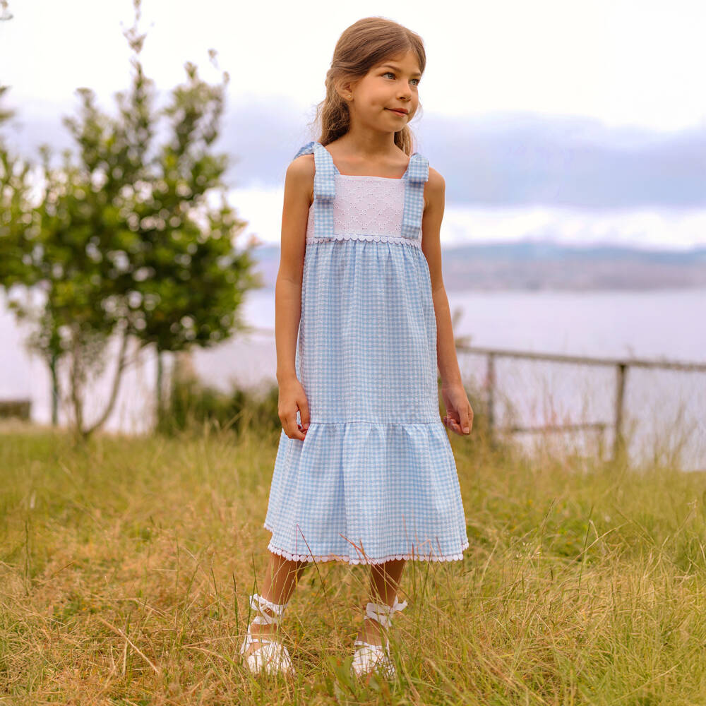 PAZ Rodríguez-Girls Blue & White Gingham Sun Dress | Childrensalon