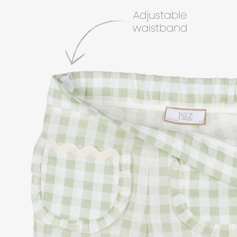 PAZ Rodríguez-Girls Green & White Gingham Trouser Set | Childrensalon