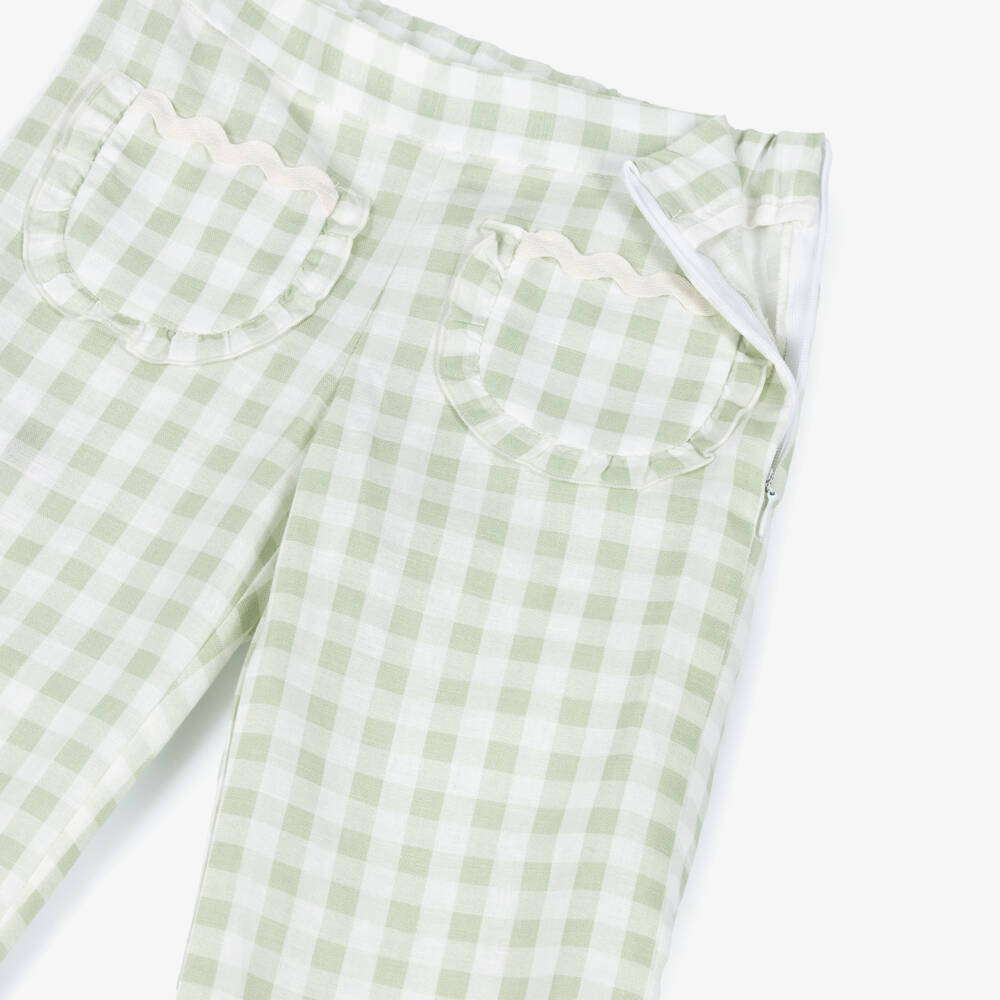 PAZ Rodríguez-Girls Green & White Gingham Trouser Set | Childrensalon