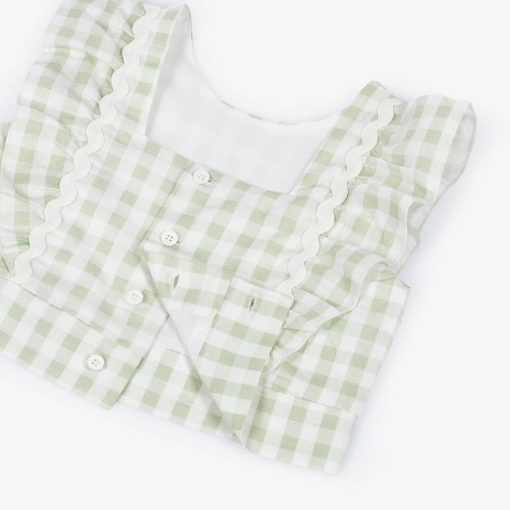 PAZ Rodríguez-Girls Green & White Gingham Trouser Set | Childrensalon
