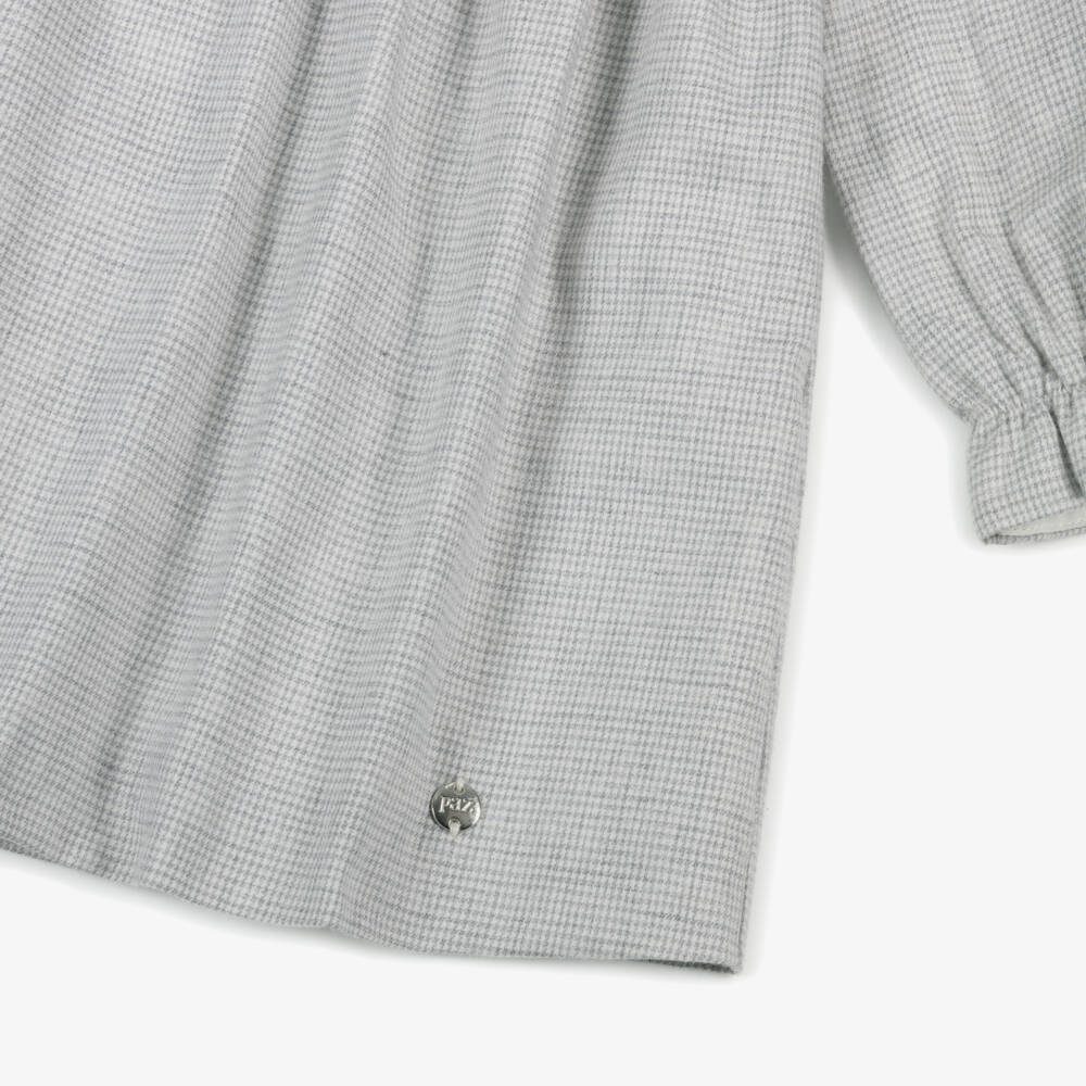 PAZ Rodríguez-Girls Grey Cotton Dress with Lace Trim | Childrensalon