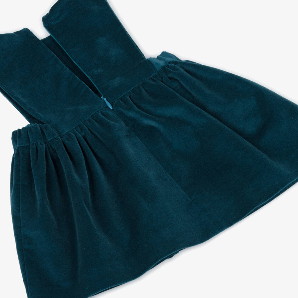 PAZ Rodríguez-Girls Ivory & Blue Velvet Dress Set | Childrensalon