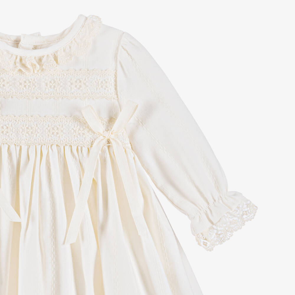 PAZ Rodríguez-Girls Ivory Ceremony Gown with Lace Trims | Childrensalon
