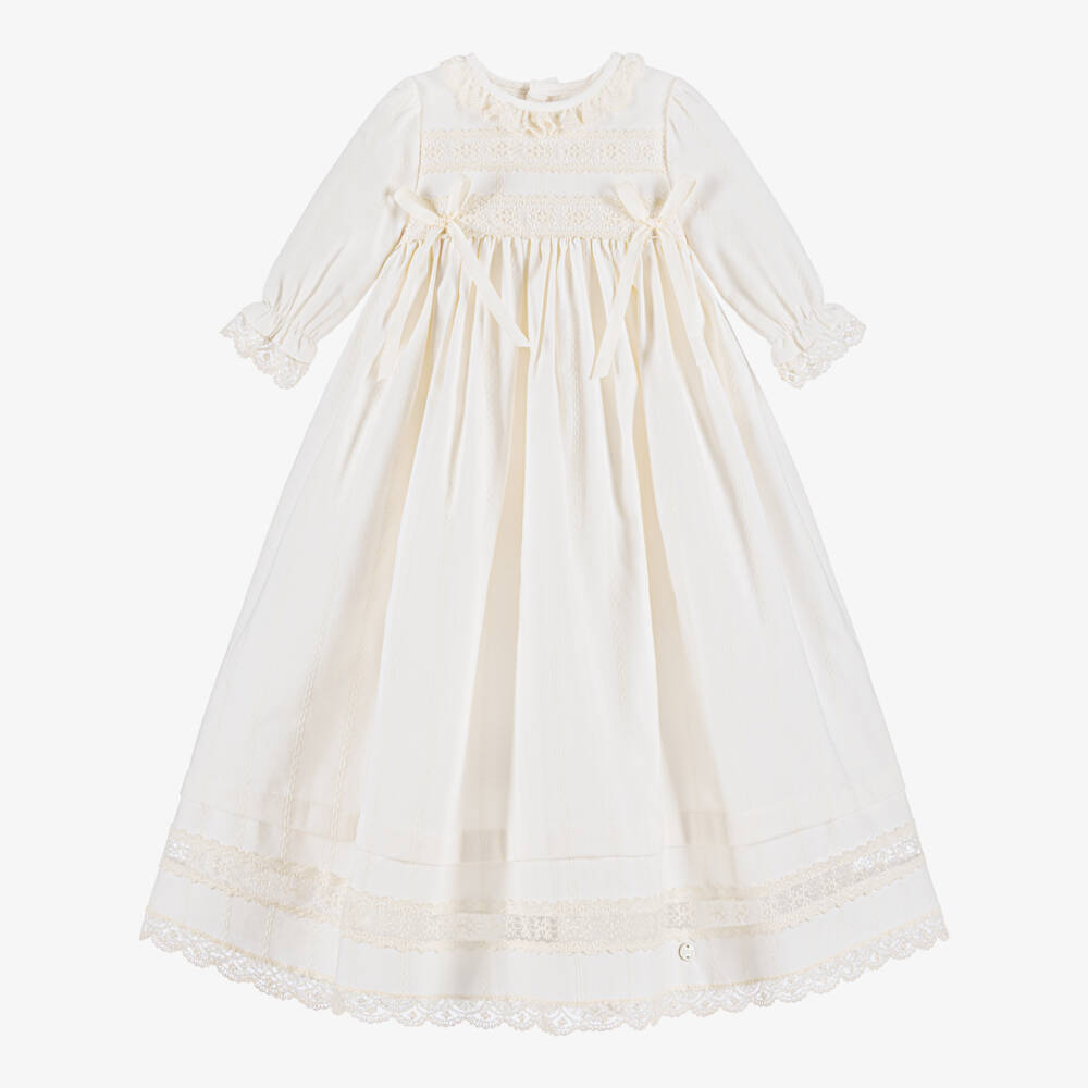 PAZ Rodríguez-Girls Ivory Ceremony Gown with Lace Trims | Childrensalon
