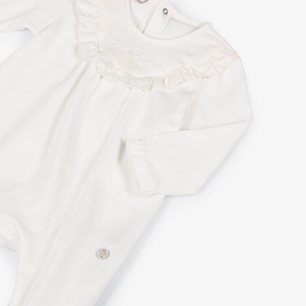 PAZ Rodríguez-Комбинезон из кремового хлопкового трикотажа с оборками для девочек | Childrensalon