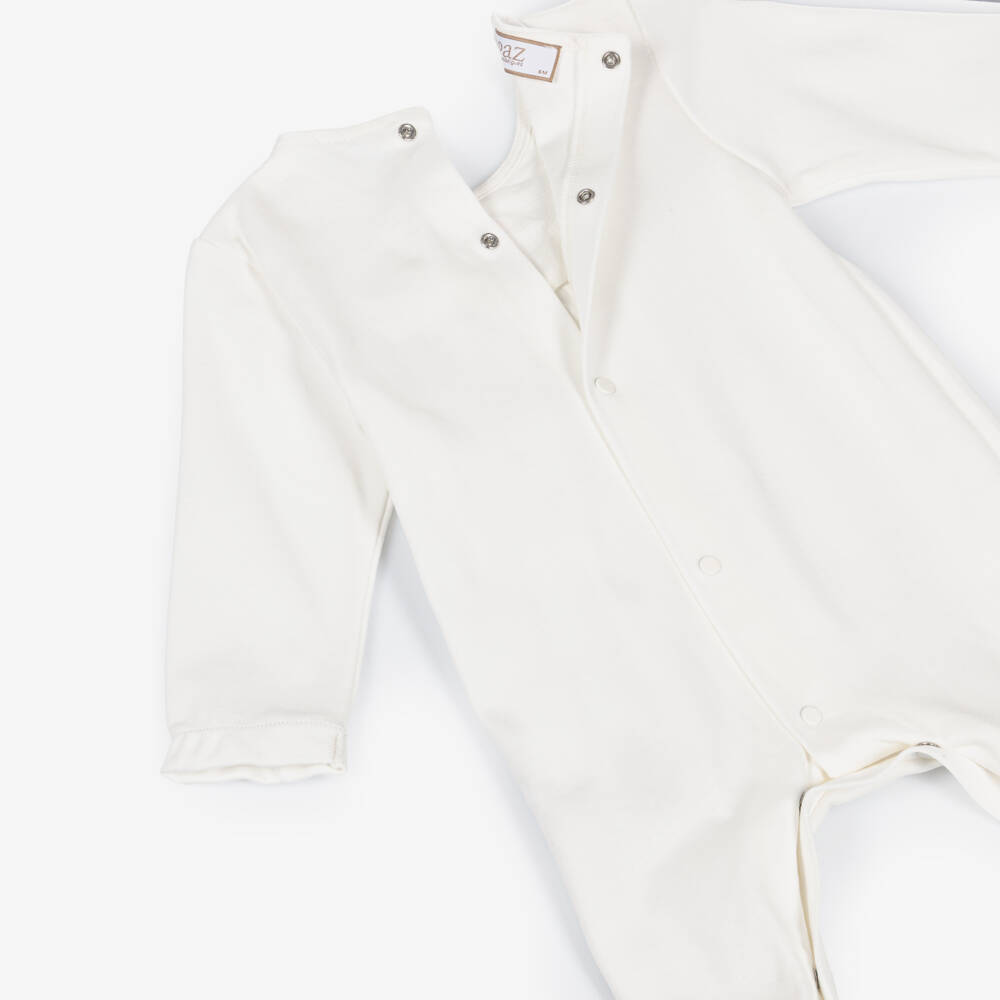 PAZ Rodríguez-Комбинезон из кремового хлопкового трикотажа с оборками для девочек | Childrensalon