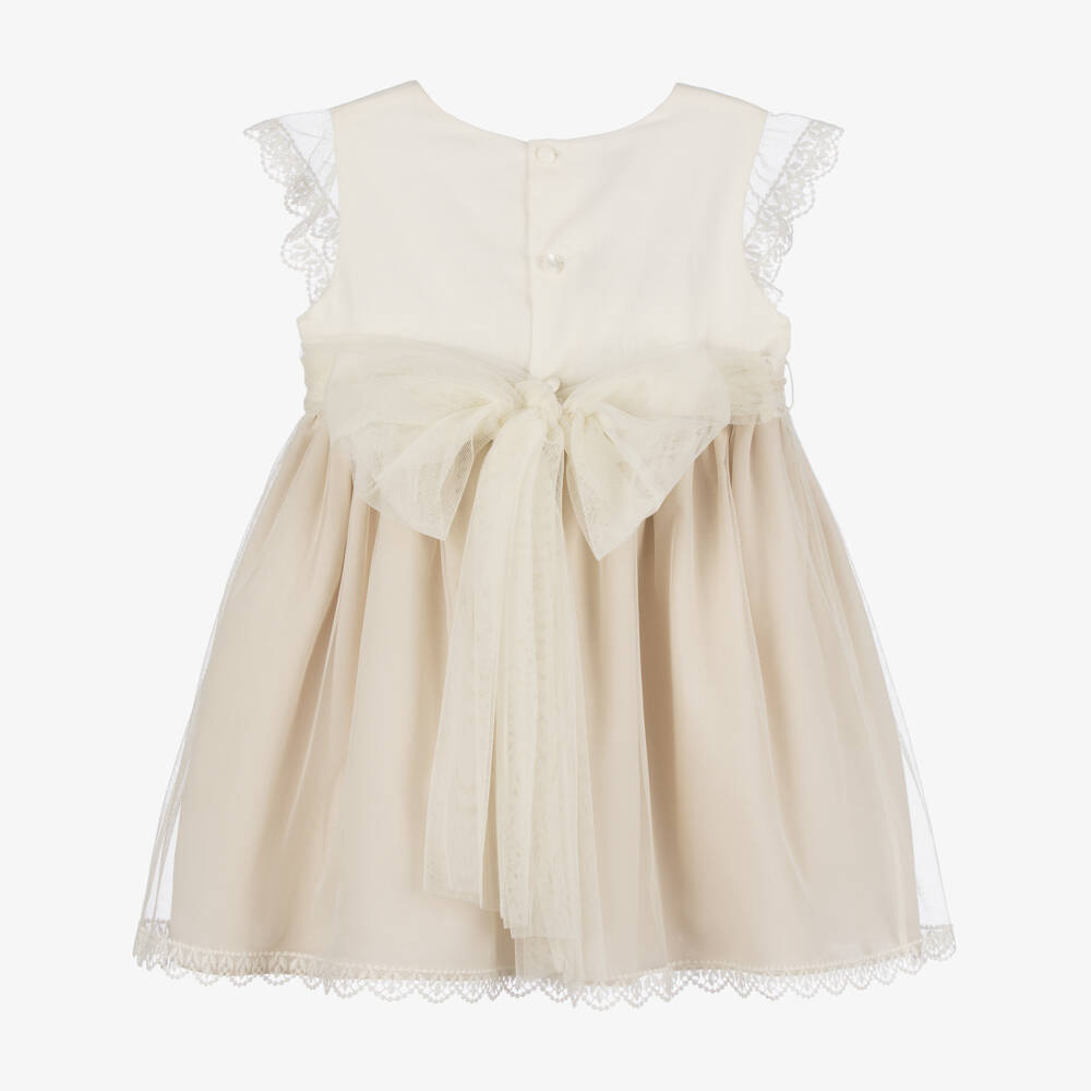 PAZ Rodríguez-Girls Ivory Cotton & Tulle Dress | Childrensalon