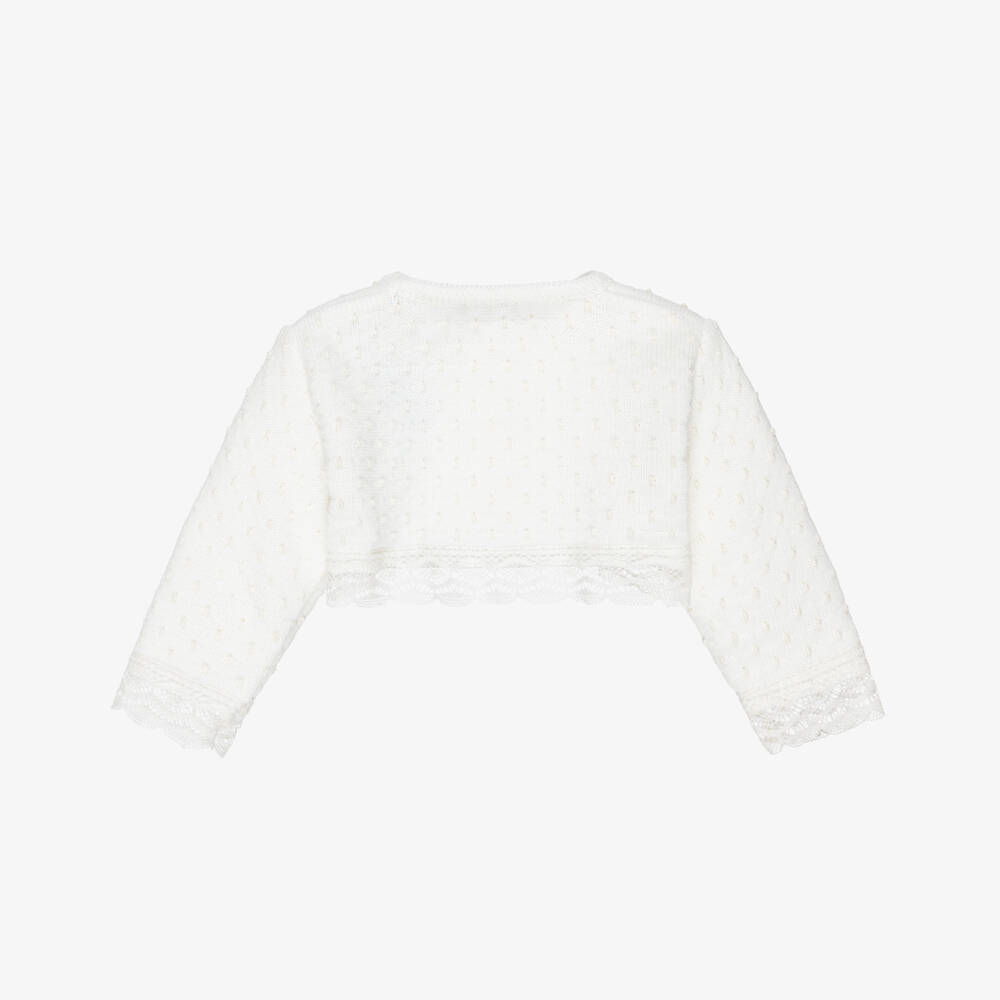 PAZ Rodríguez-Girls Ivory Knot Stitch Knit Cardigan | Childrensalon