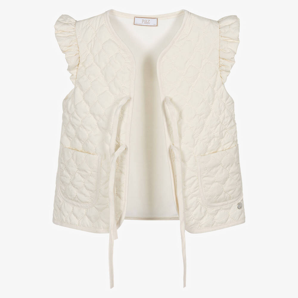 PAZ Rodríguez-Girls Ivory Quilted Gilet | Childrensalon