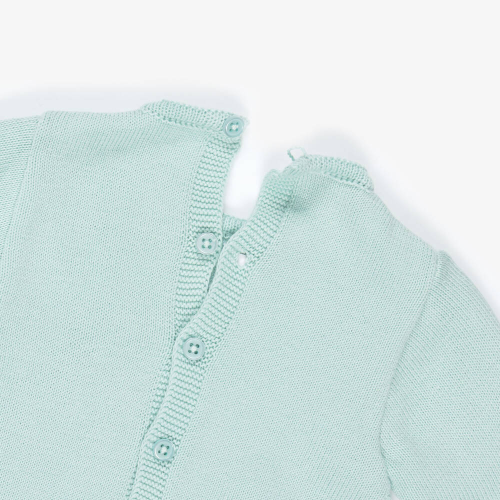 PAZ Rodríguez-Girls Mint Green Cotton Knit 2 Piece Babygrow with Lace | Childrensalon