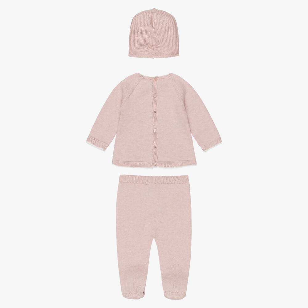 PAZ Rodríguez-Girls Pale Pink Cotton & Cashmere Knitted Babysuit Set | Childrensalon