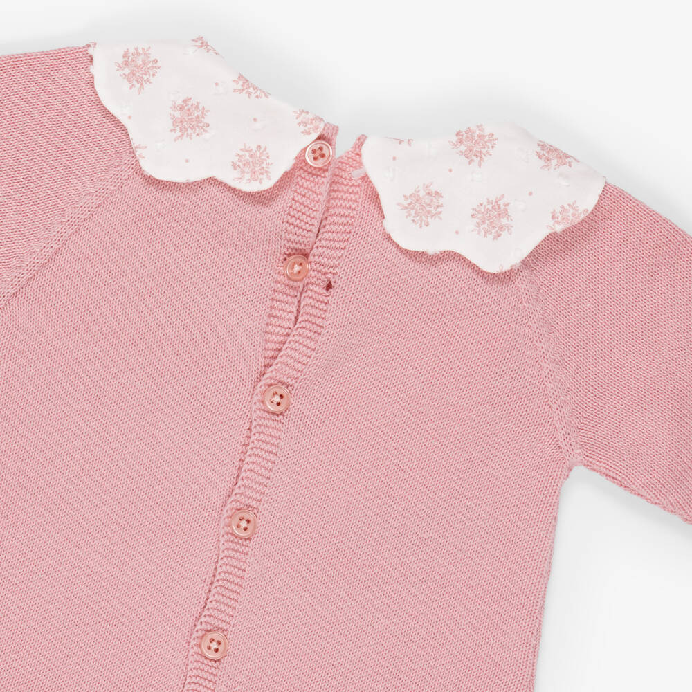 PAZ Rodríguez-Girls Pink Cotton Knit 2 Piece Babygrow | Childrensalon