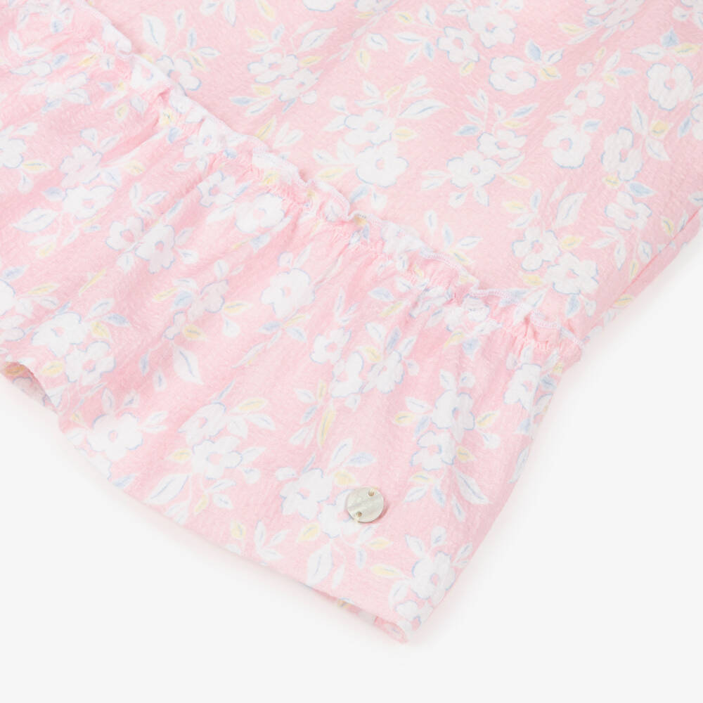 PAZ Rodríguez-Girls Pink & White Floral Print Cotton Dress | Childrensalon