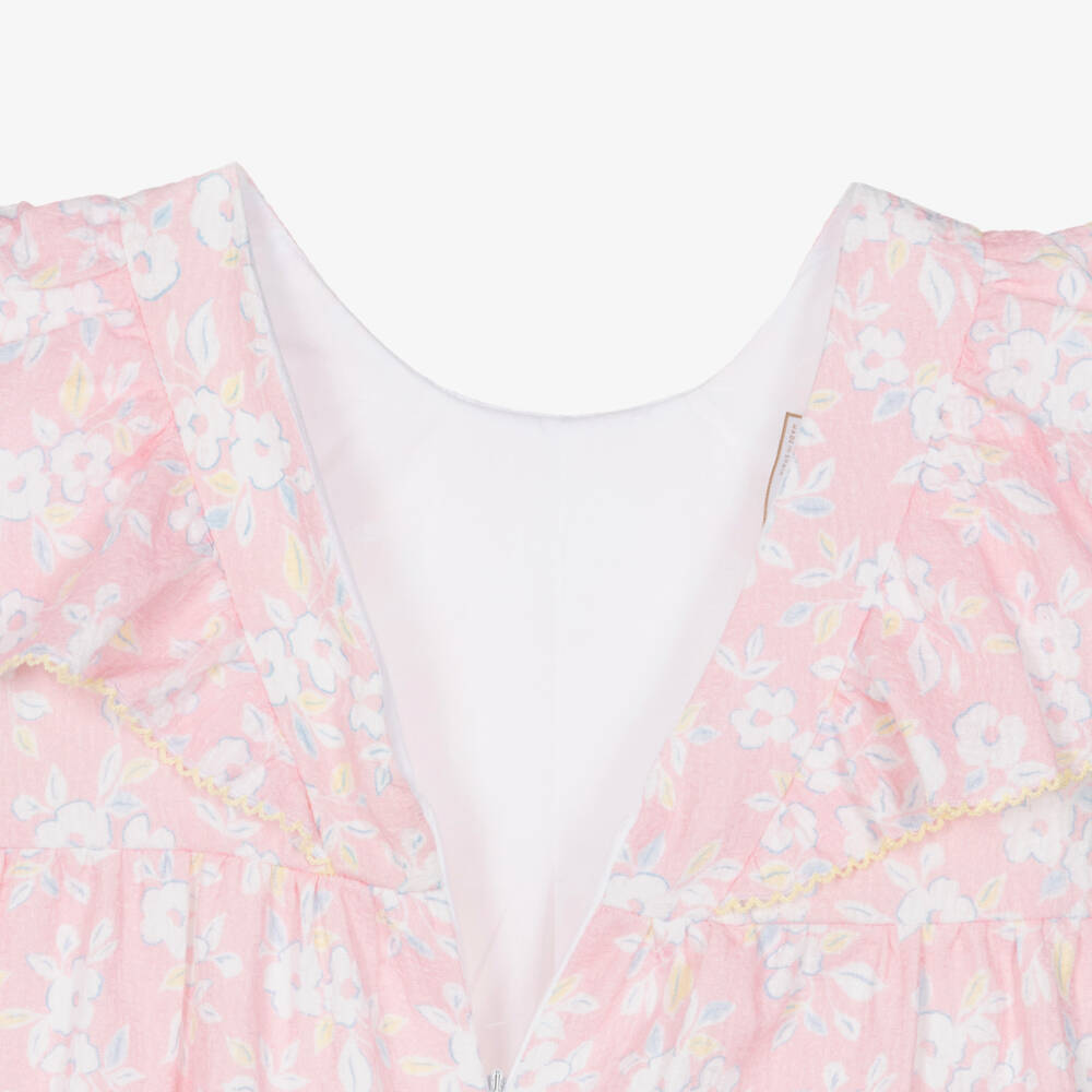 PAZ Rodríguez-Girls Pink & White Floral Print Cotton Dress | Childrensalon
