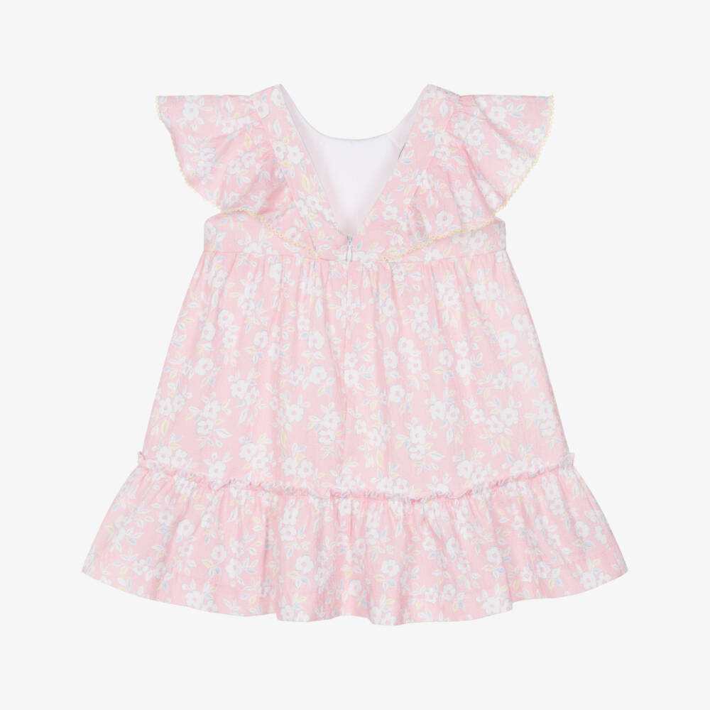 PAZ Rodríguez-Girls Pink & White Floral Print Cotton Dress | Childrensalon