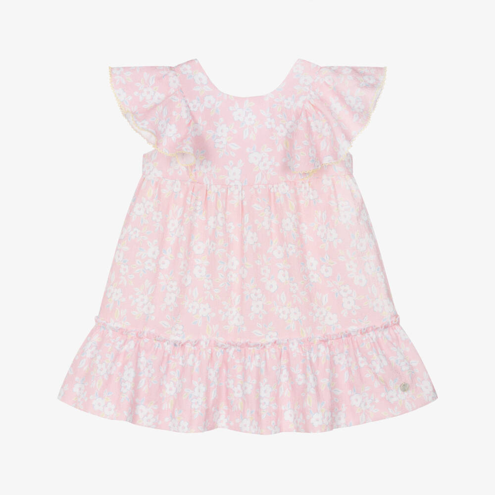 PAZ Rodríguez-Girls Pink & White Floral Print Cotton Dress | Childrensalon