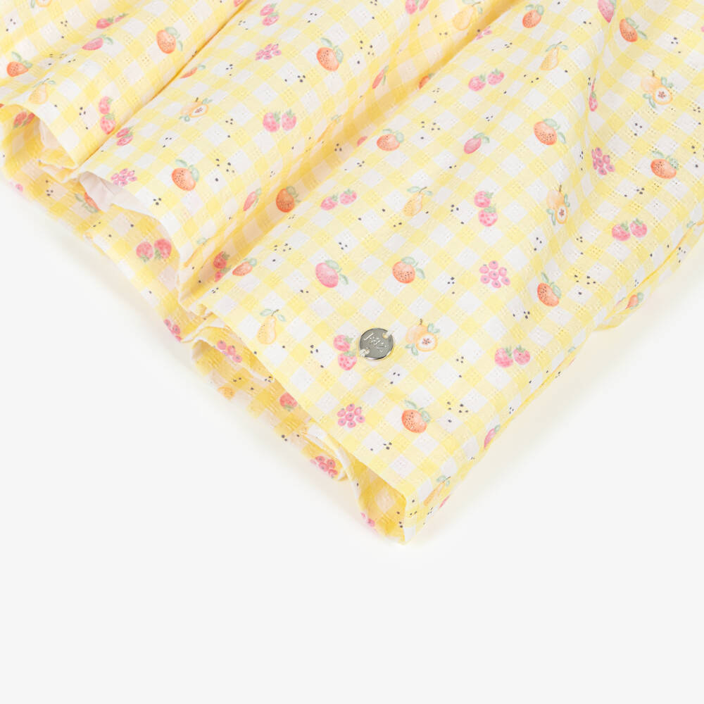PAZ Rodríguez-Girls Yellow Gingham & Fruit Print Cotton Dress | Childrensalon